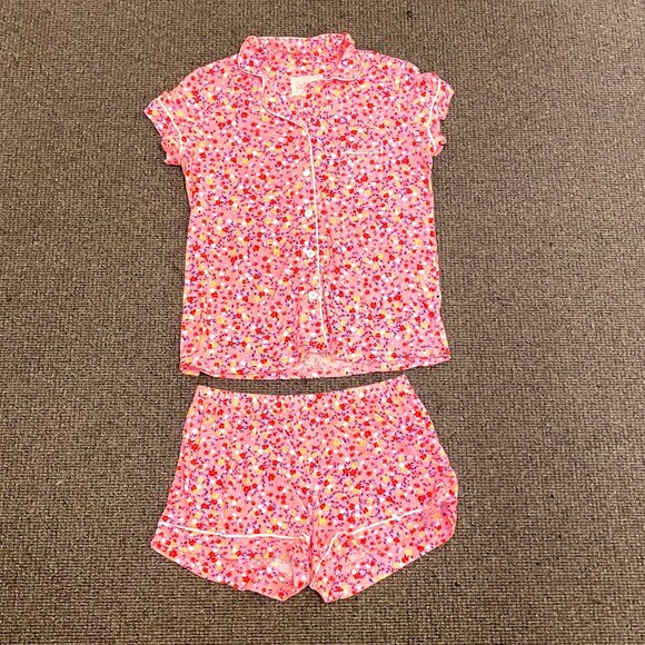 THE CATS PAJAMAS Luxury Short PJ Set / Pink, Floral / Size L - Picture 1 of 5